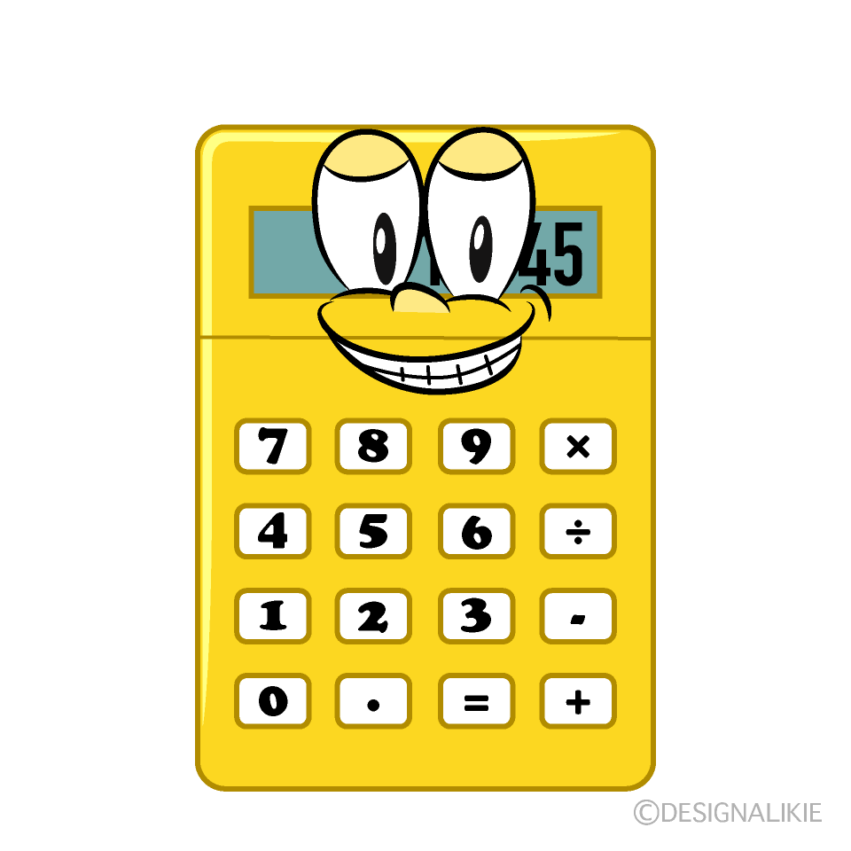 Grinning Calculator Cartoon Character Image