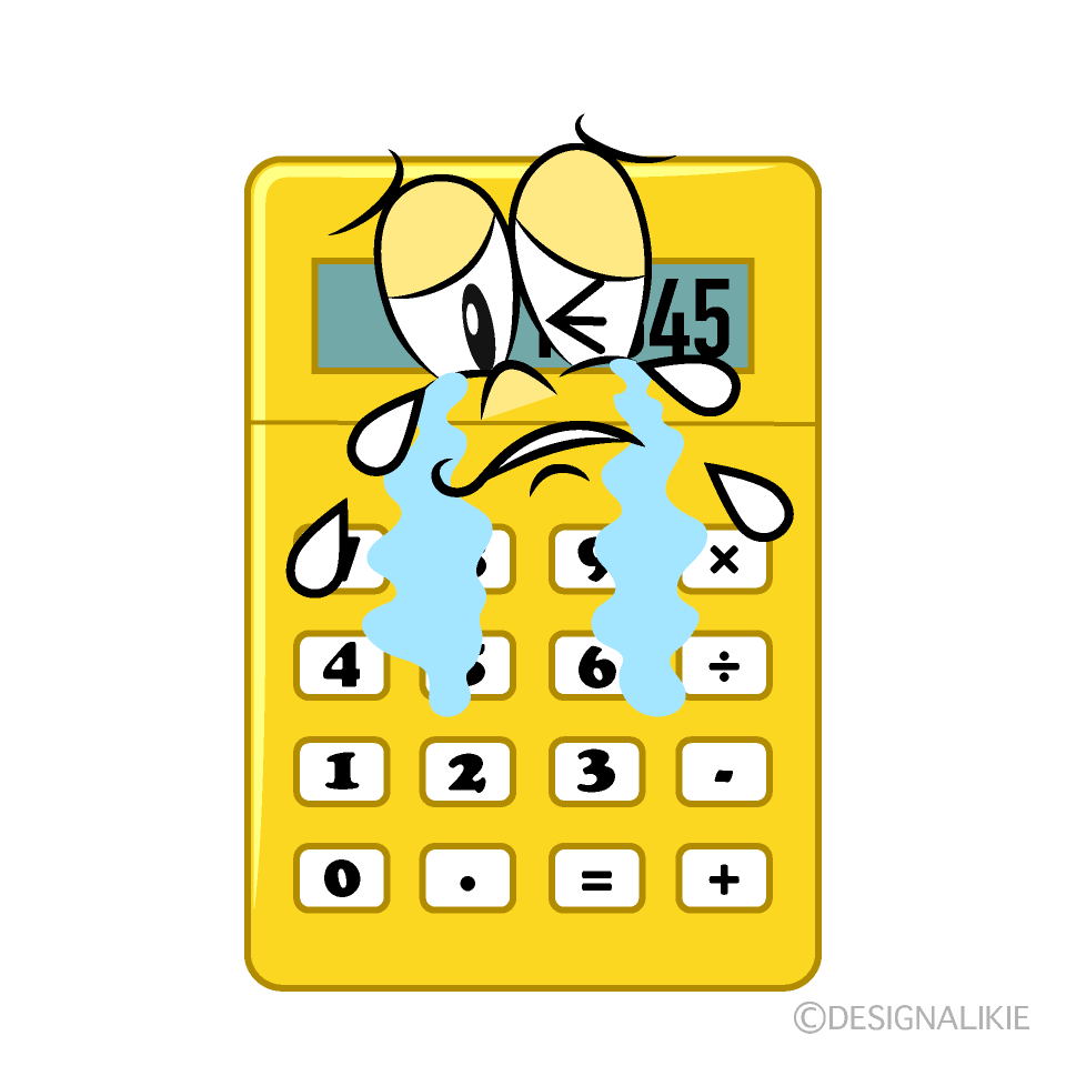 Crying Calculator Cartoon Character Image