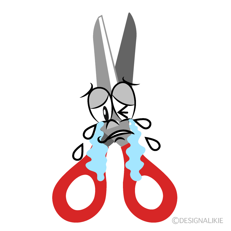 Crying Scissors Cartoon Character Image