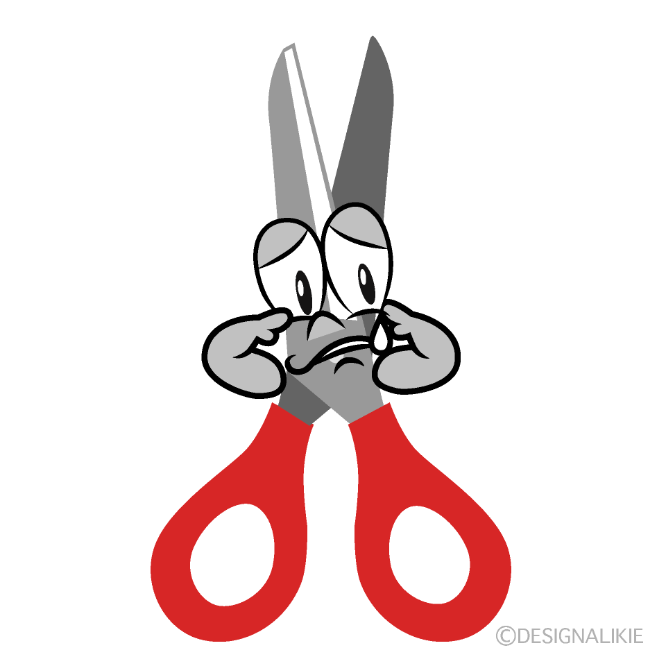 Sad Scissors Cartoon Character Image