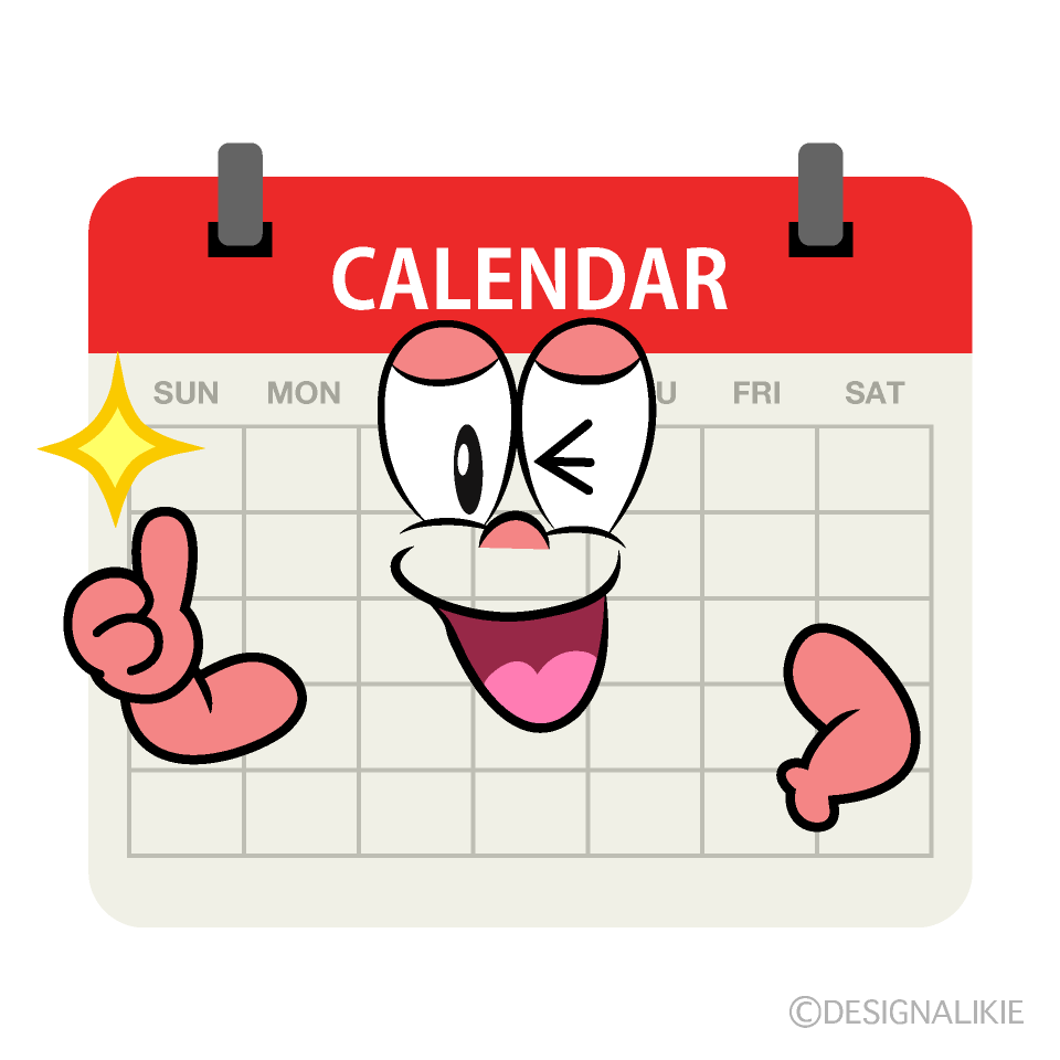 Thumbs up Calendar Cartoon Character Image