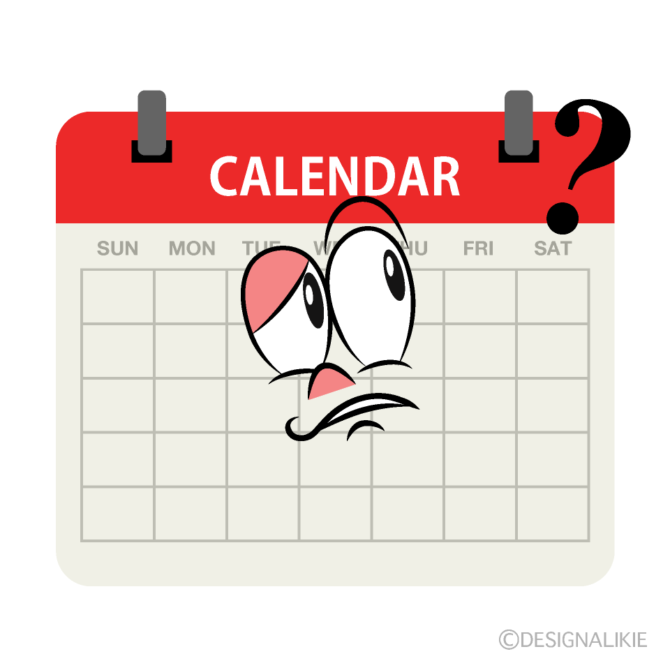 Thinking Calendar Cartoon Character Image