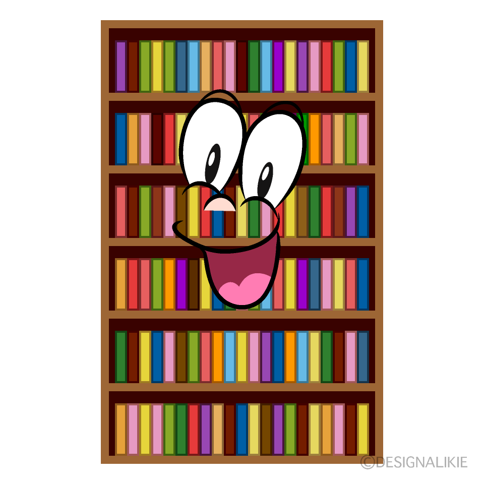 Surprising Bookshelf Cartoon Character Image