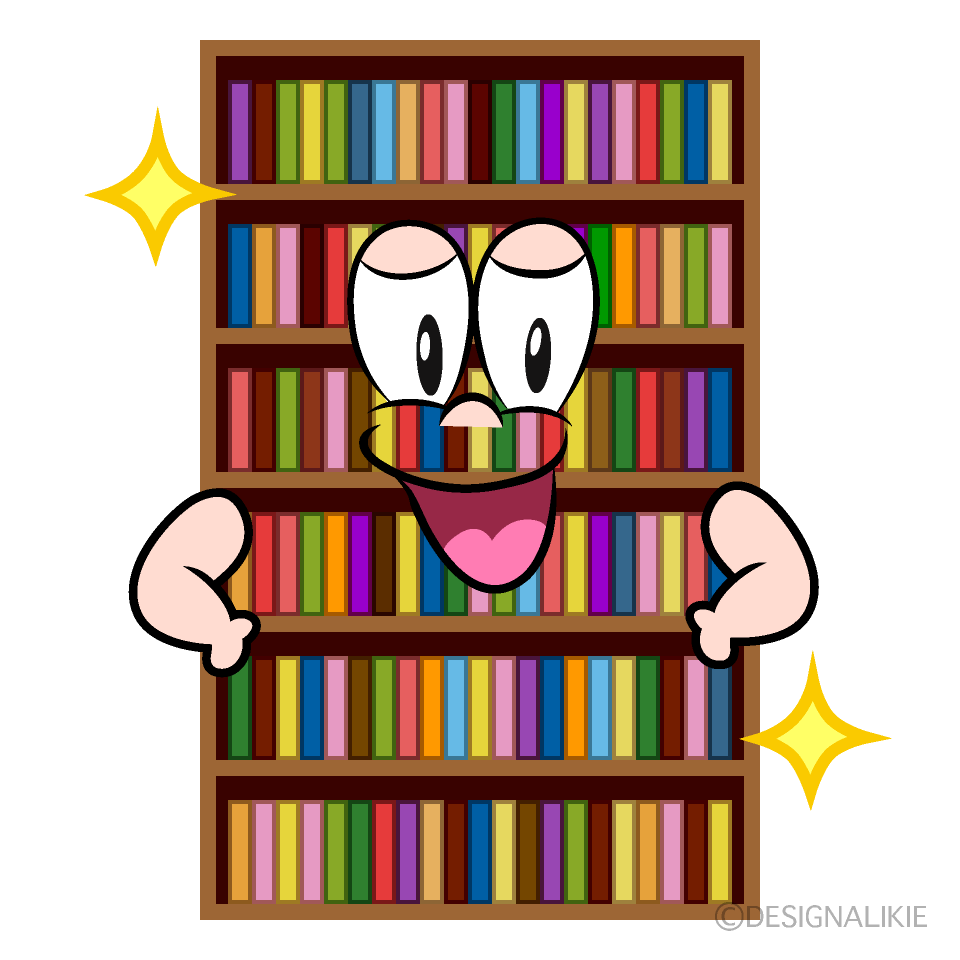 Glitter Bookshelf Cartoon Character Image