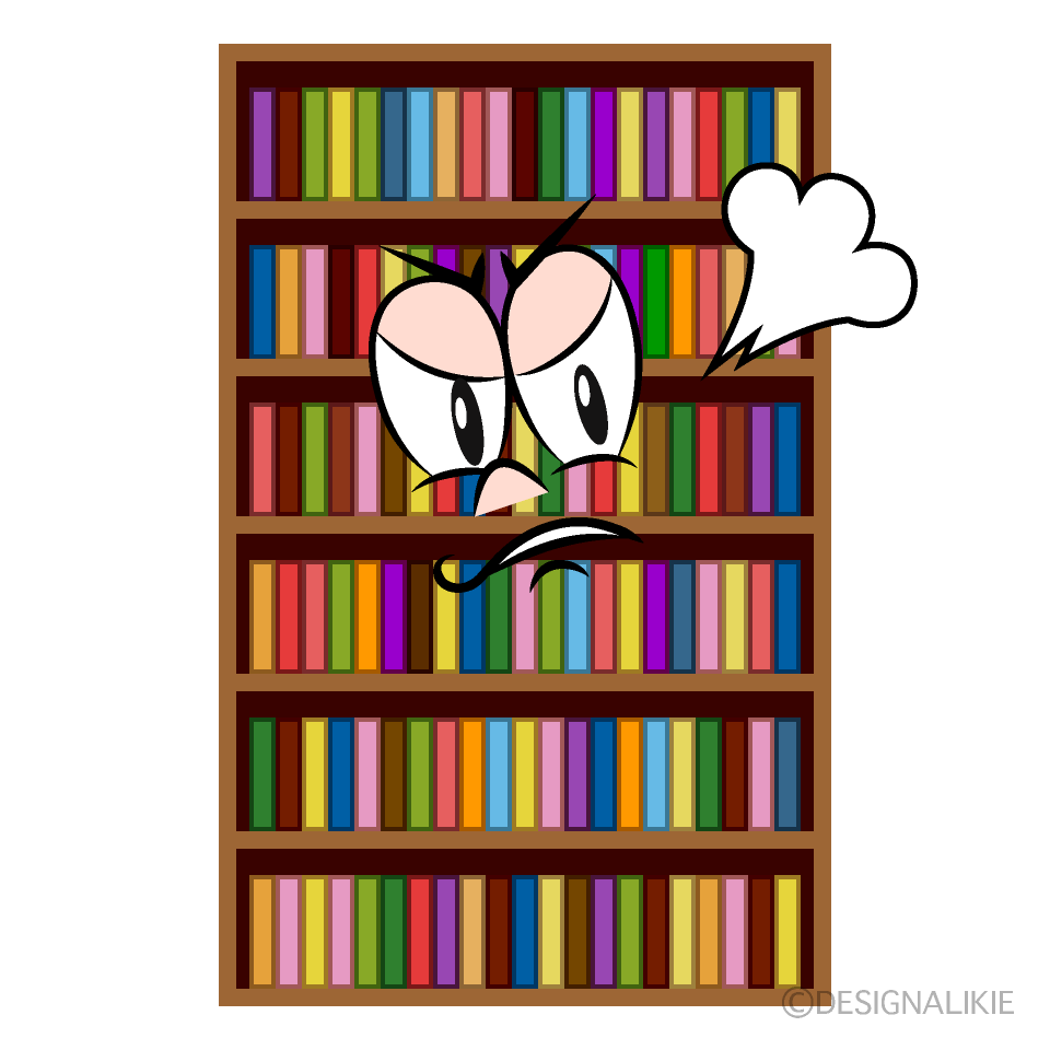 Angry Bookshelf Cartoon Character Image