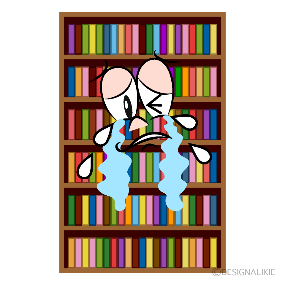 Crying Bookshelf Cartoon Character Image