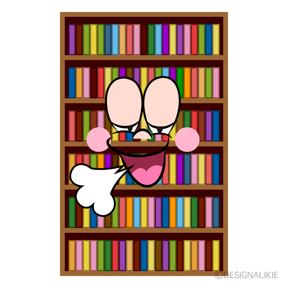 Relaxing Bookshelf Cartoon Character Image