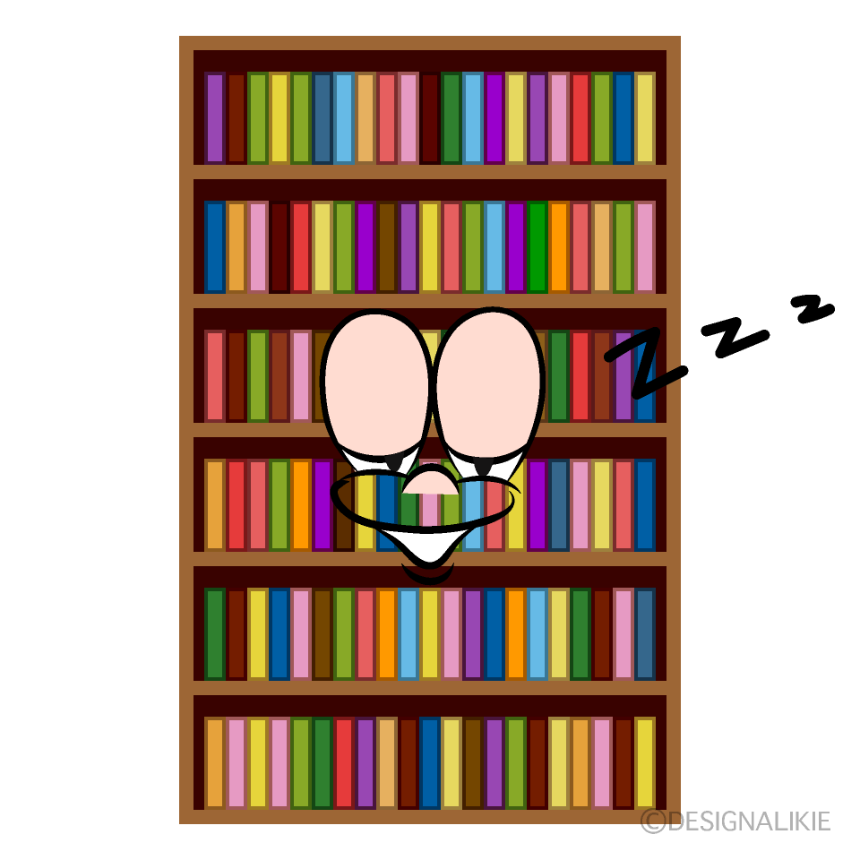 Sleeping Bookshelf Cartoon Character Image