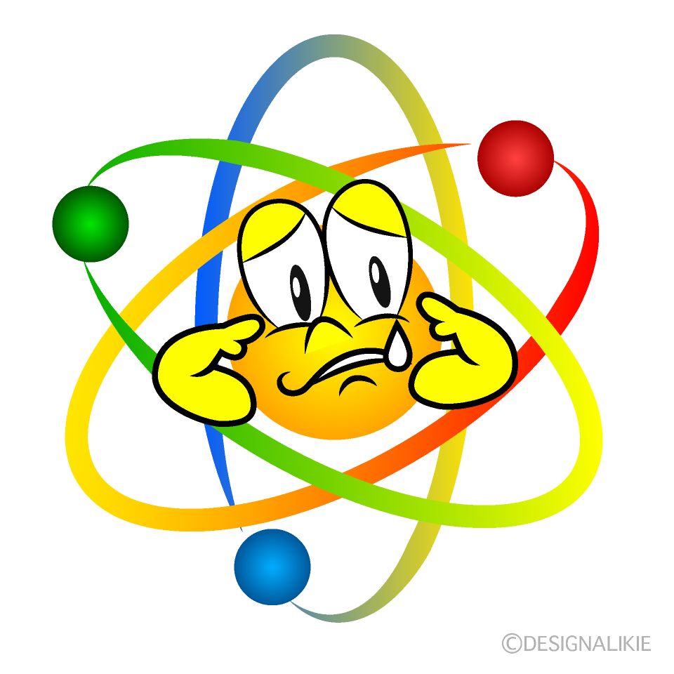 Sad Atom Cartoon Character Image