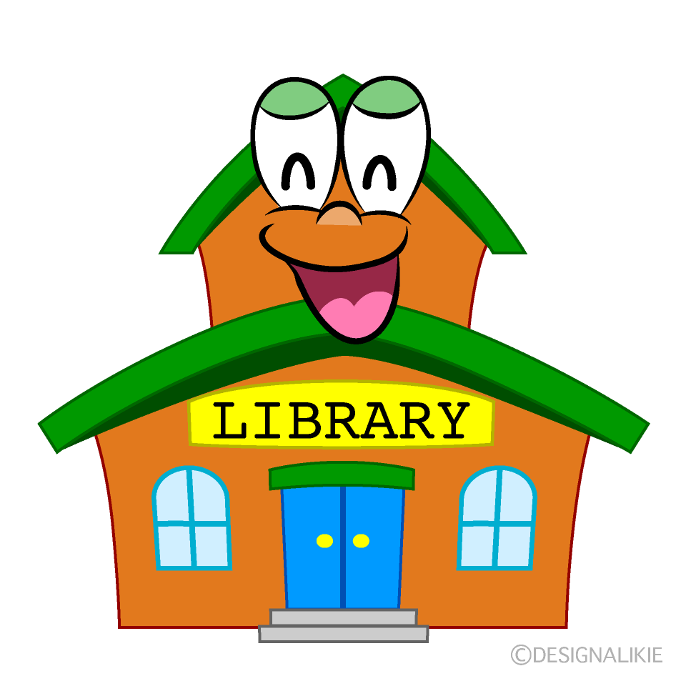 Smiling Library Cartoon Character Image