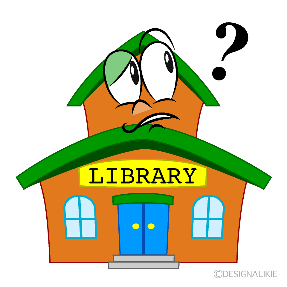 Thinking Library Cartoon Character Image