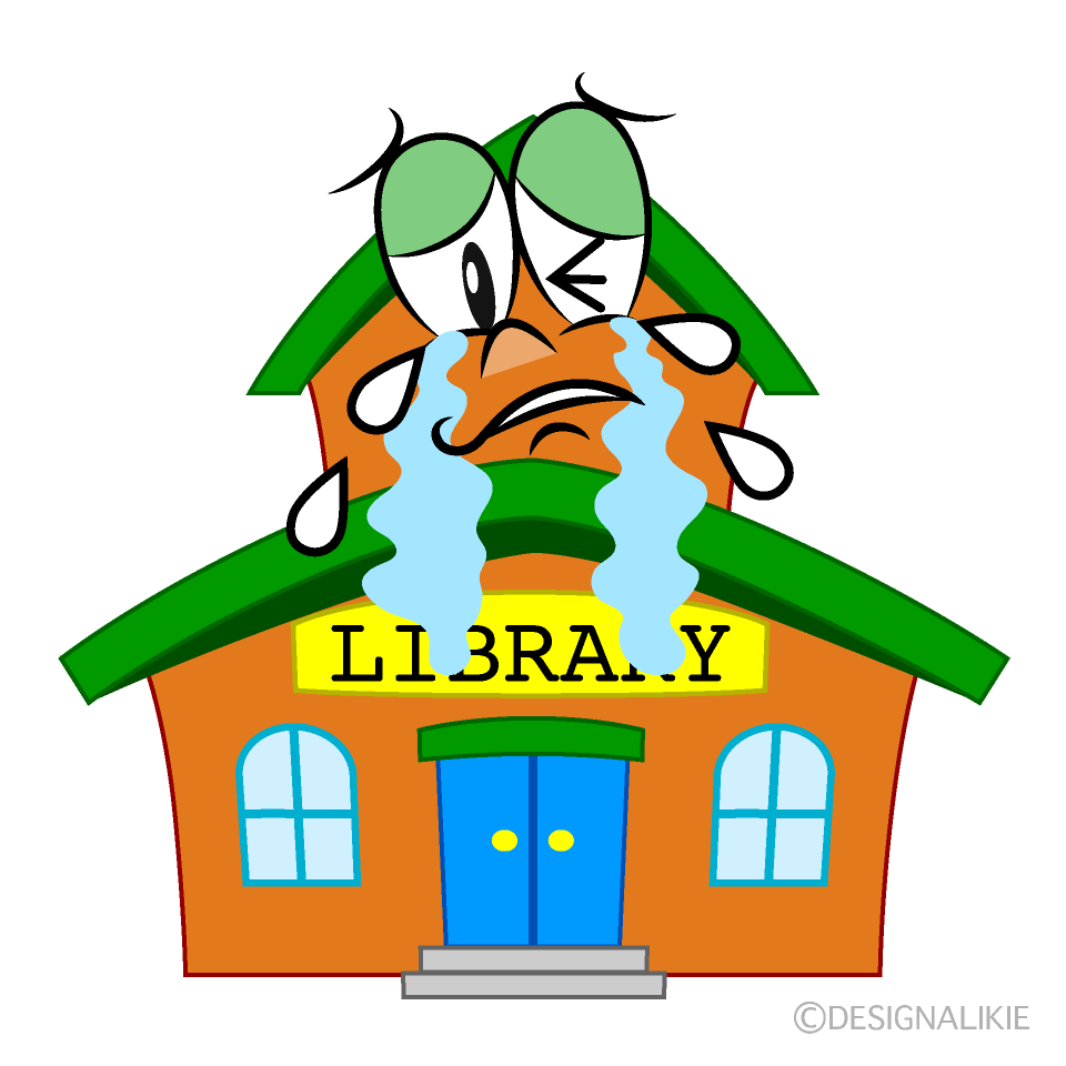 Crying Library Cartoon Character Image