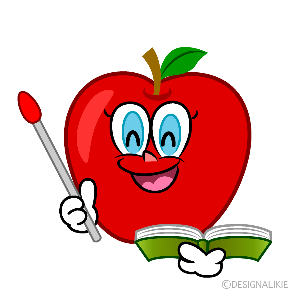 Smiling Apple Teacher Cartoon Character Image