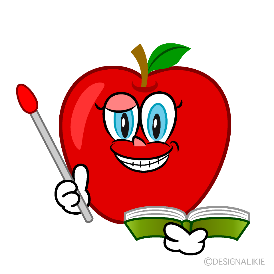 Grinning Apple Teacher Cartoon Character Image