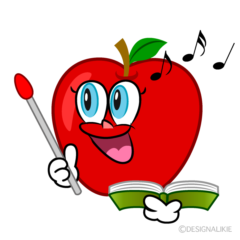 Singing Apple Teacher Cartoon Character Image