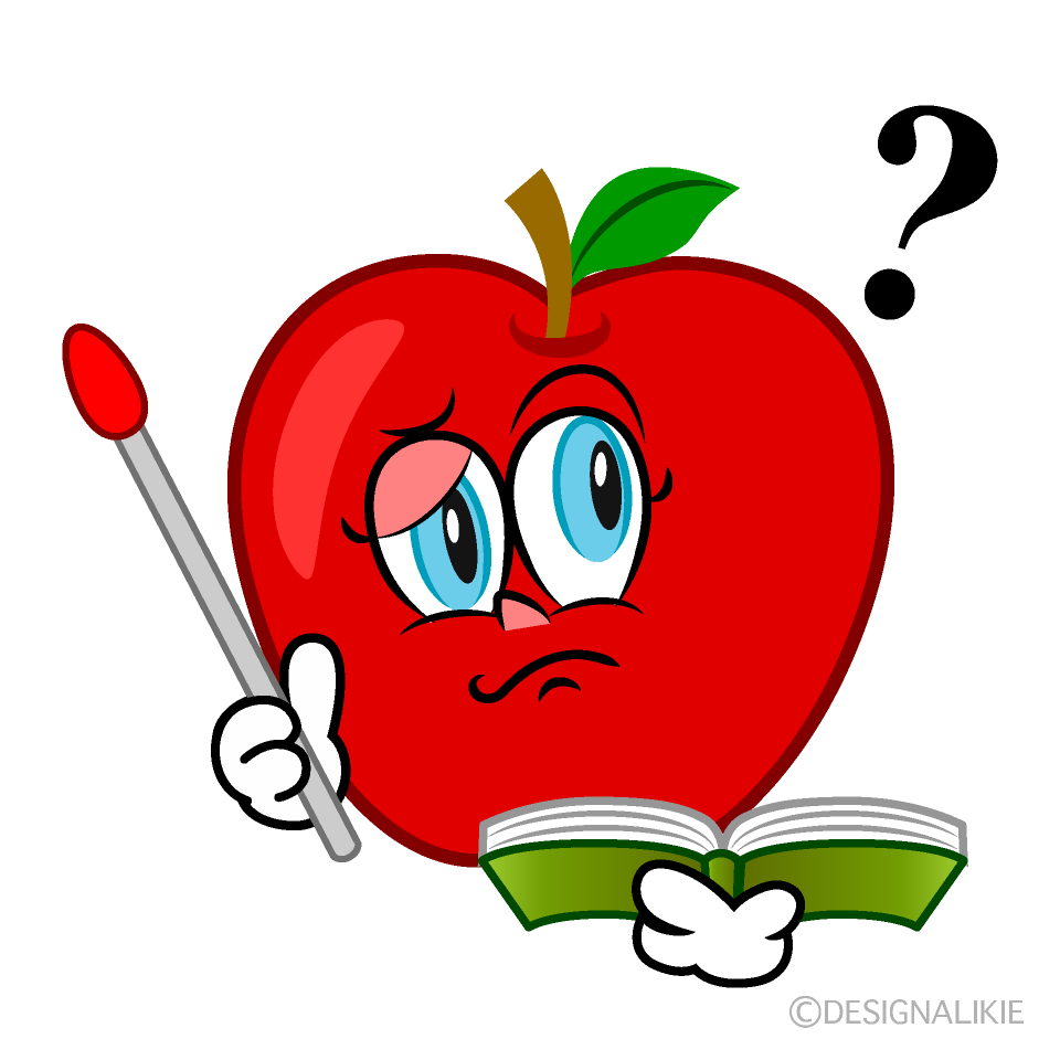 Thinking Apple Teacher Cartoon Character Image