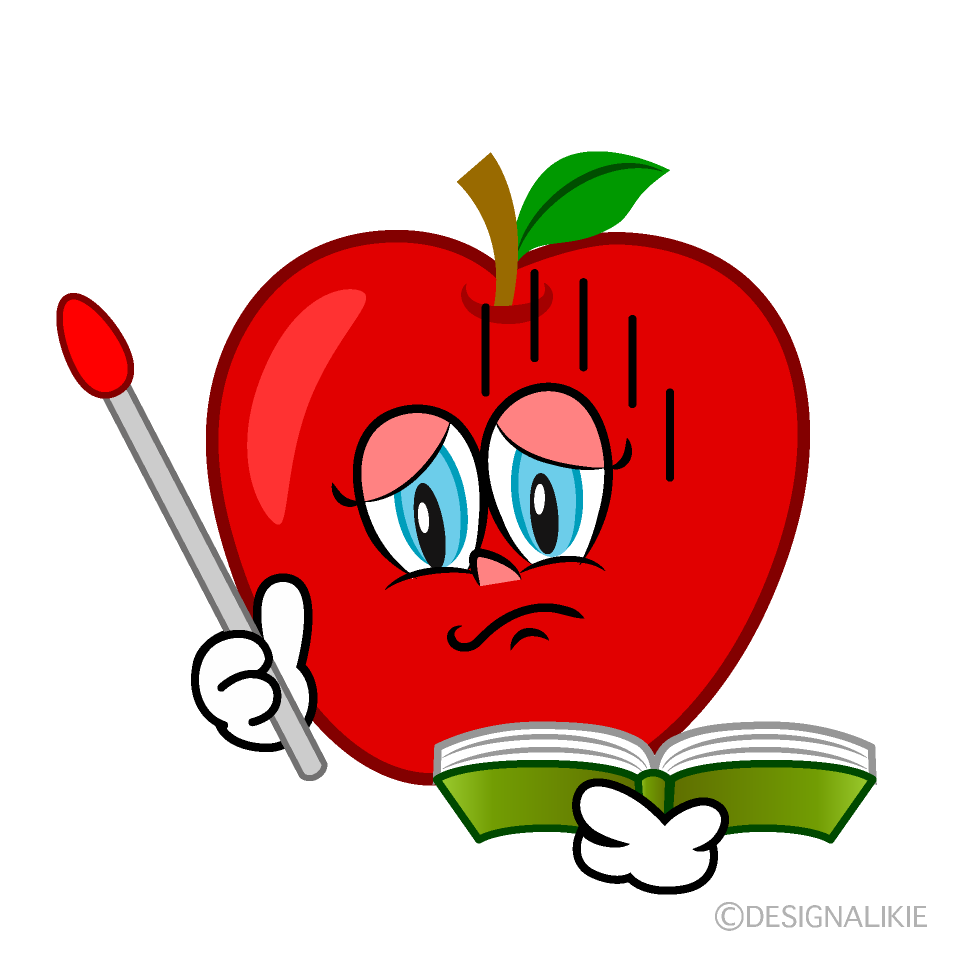 Depressed Apple Teacher Cartoon Character Image