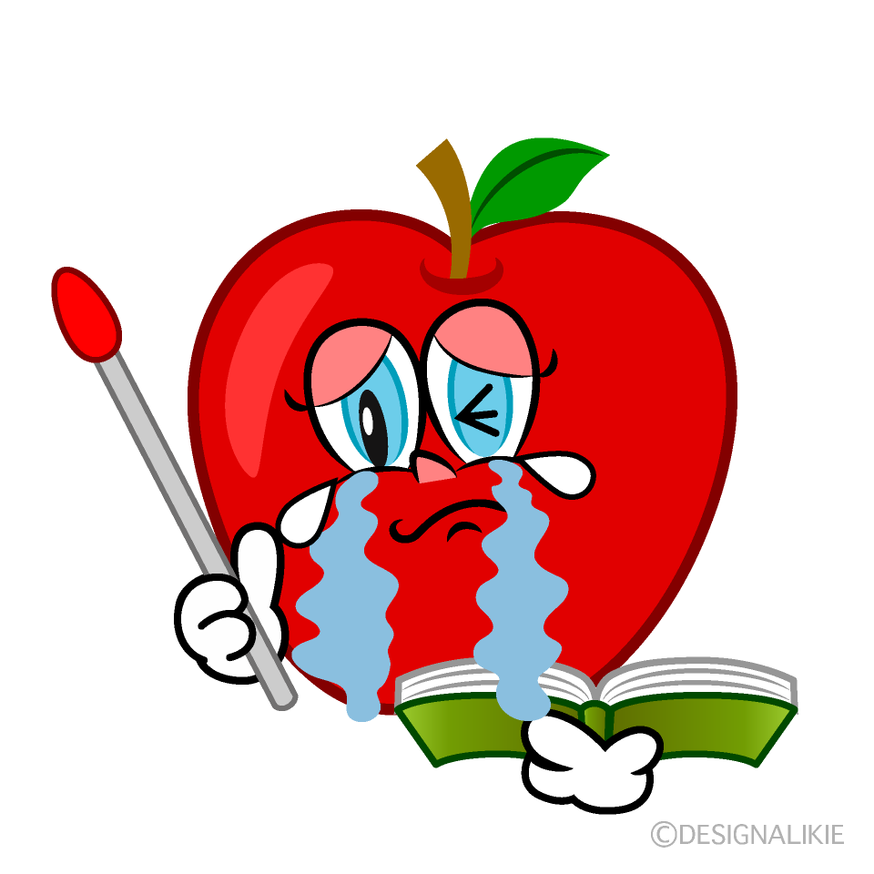 Crying Apple Teacher Cartoon Character Image