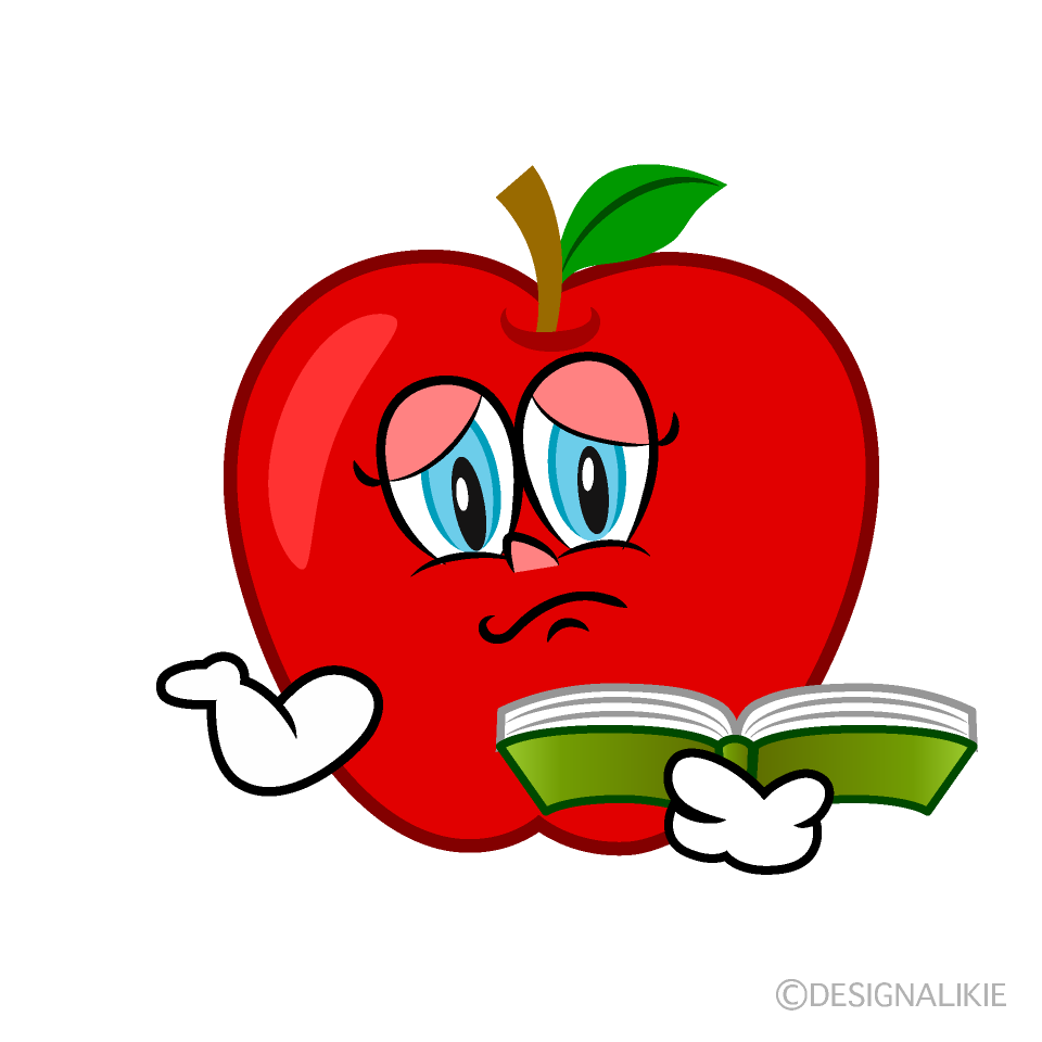 Troubled Apple Teacher Cartoon Character Image