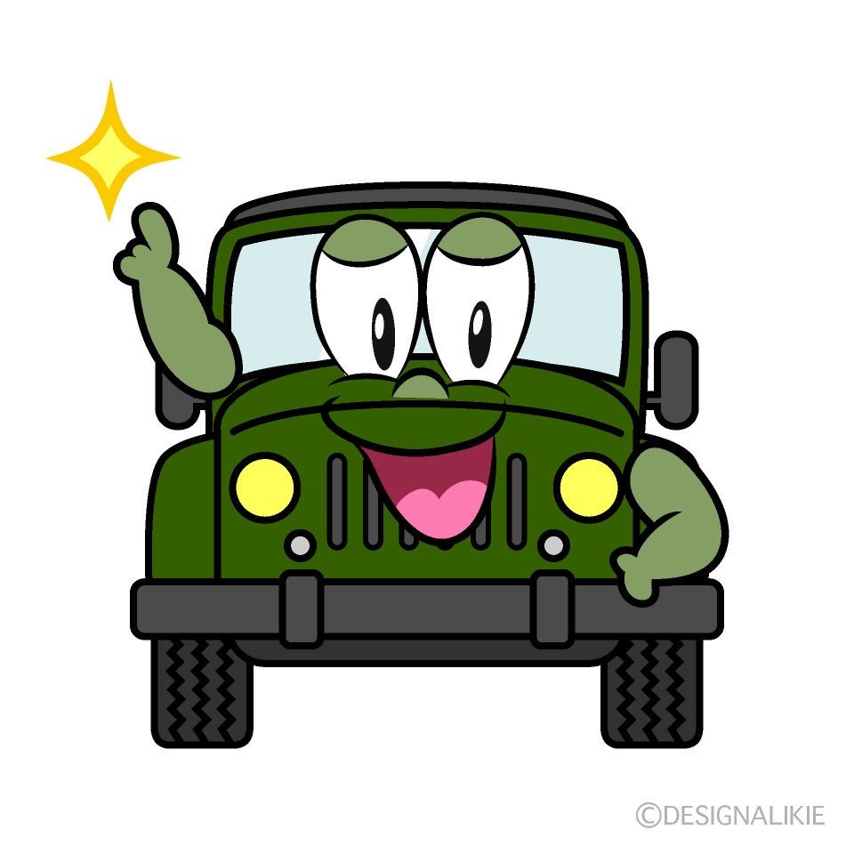 Posing Jeep Cartoon Character Image