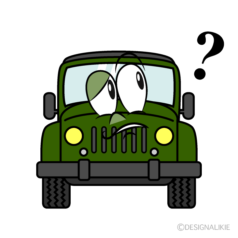 Thinking Jeep Cartoon Character Image