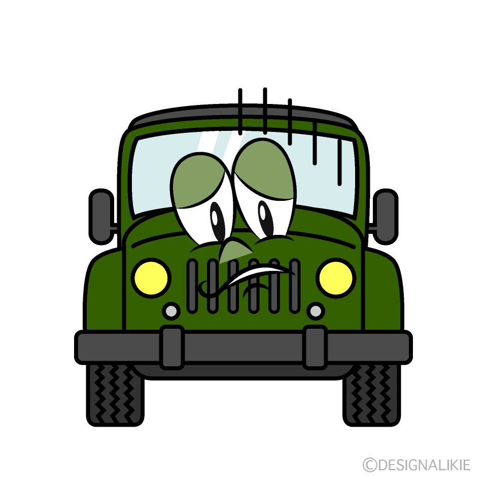 Depressed Jeep Cartoon Character Image