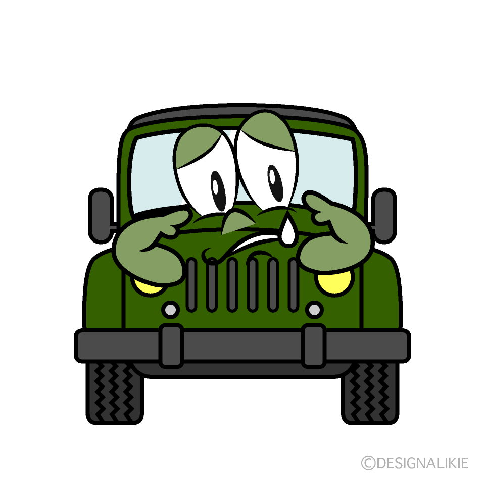 Sad Jeep Cartoon Character Image