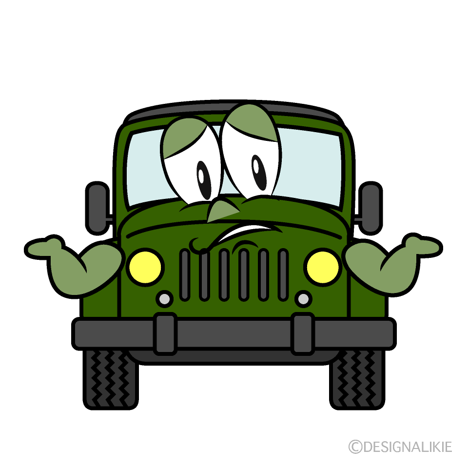 Troubled Jeep Cartoon Character Image