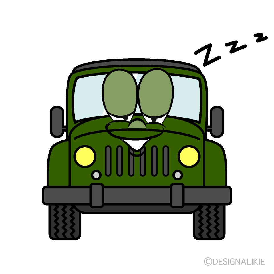 Sleeping Jeep Cartoon Character Image