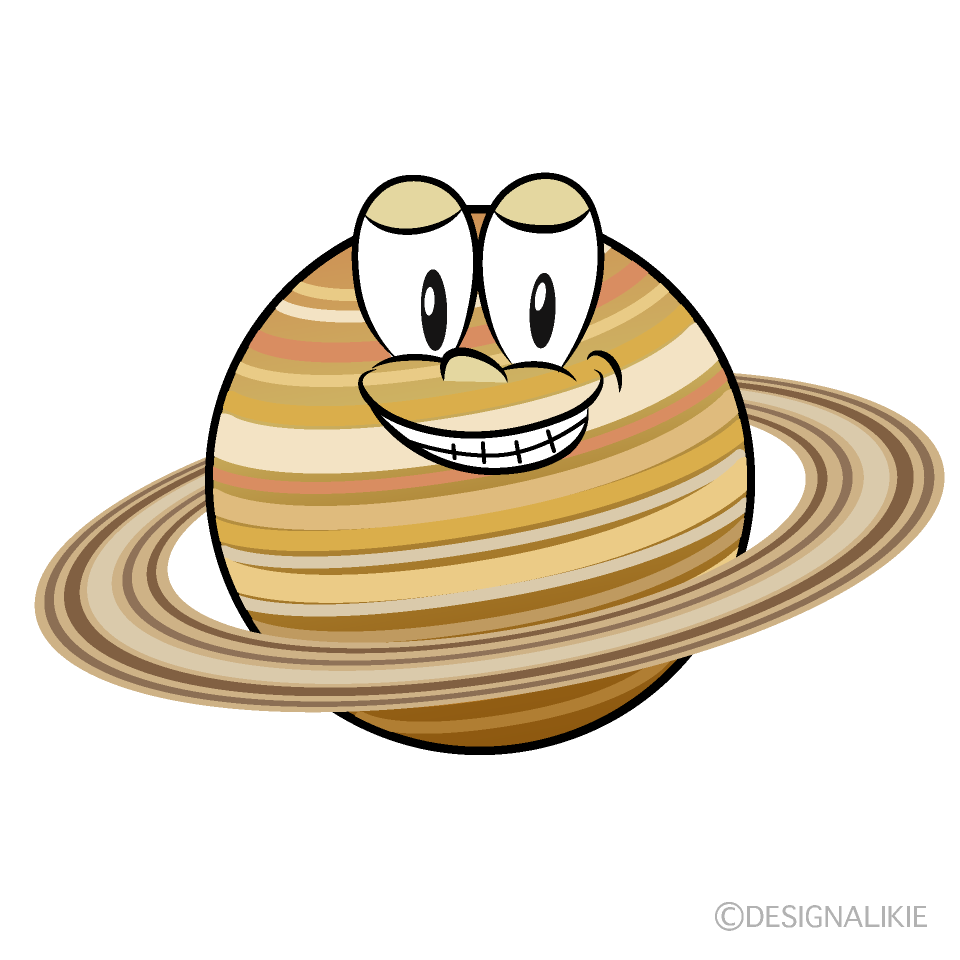 Grinning Saturn Cartoon Character Image