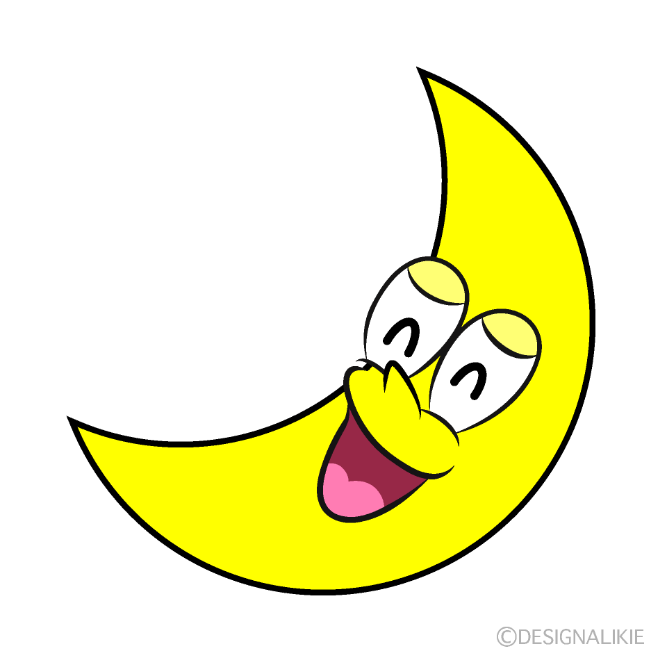 Smiling Crescent Moon Cartoon Character Image