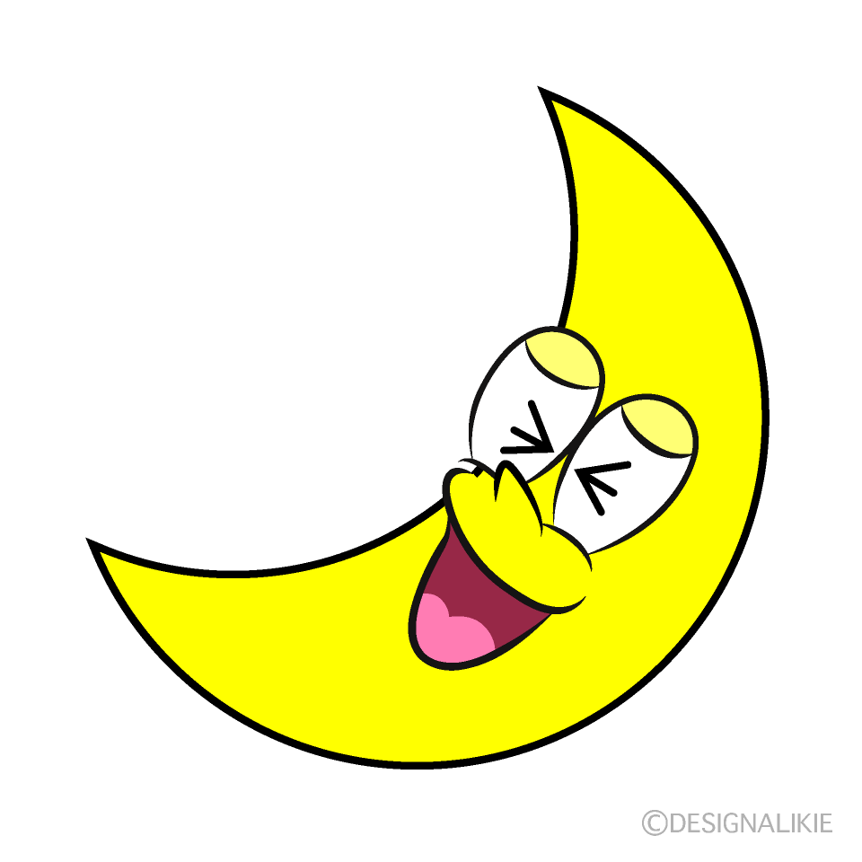 Laughing Crescent Moon Cartoon Character Image