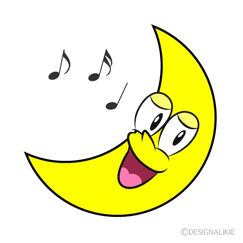 Singing Crescent Moon Cartoon Character Image