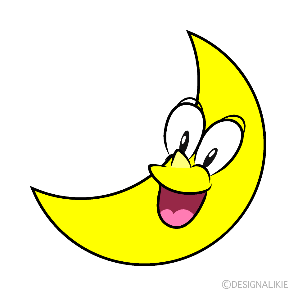 Surprising Crescent Moon Cartoon Character Image