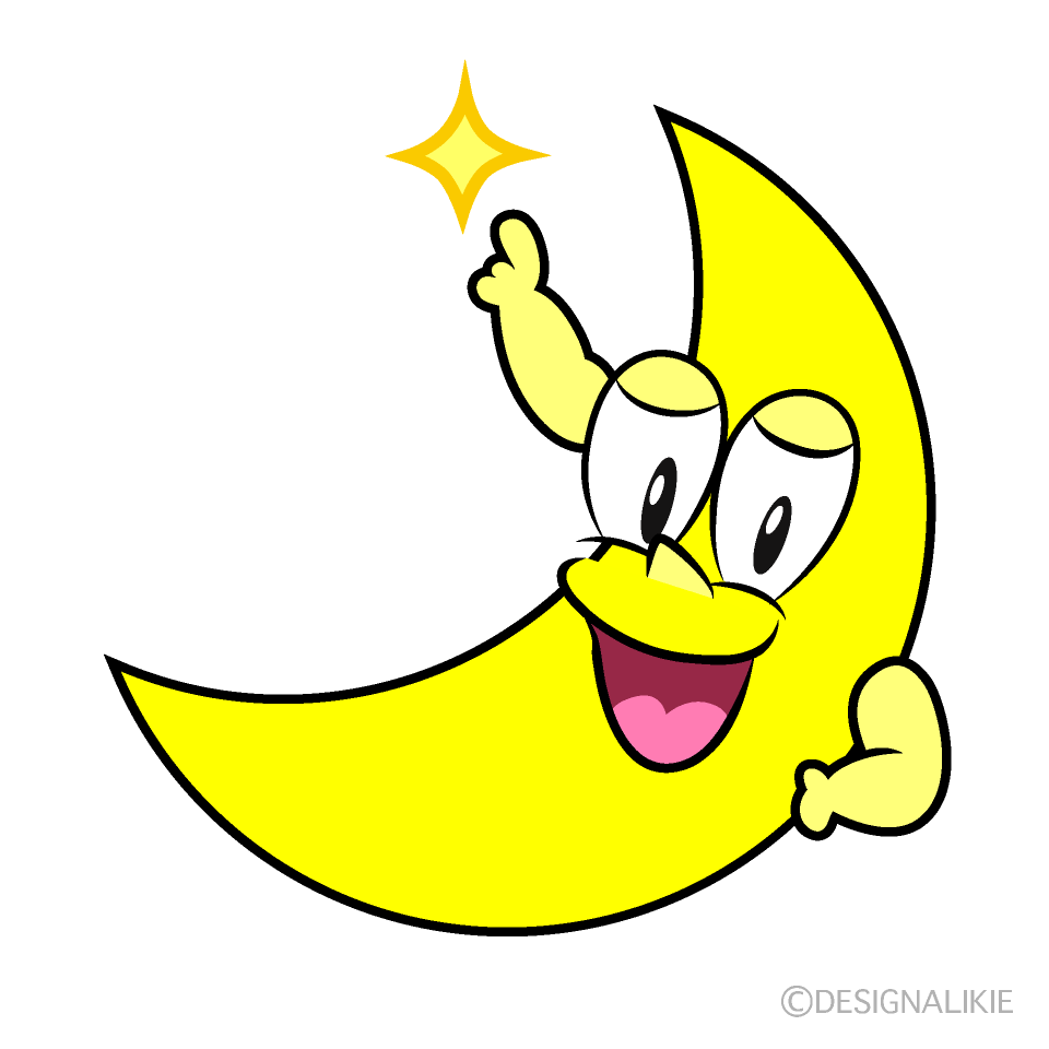 Posing Crescent Moon Cartoon Character Image