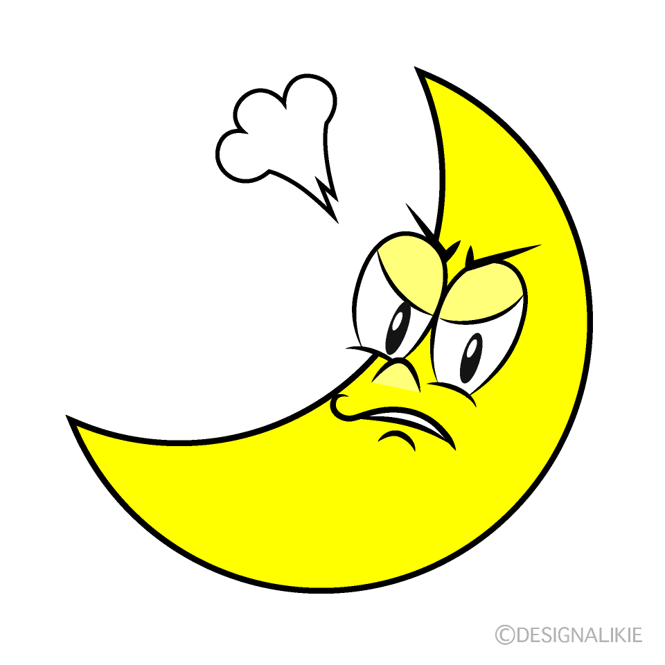 Angry Crescent Moon Cartoon Character Image