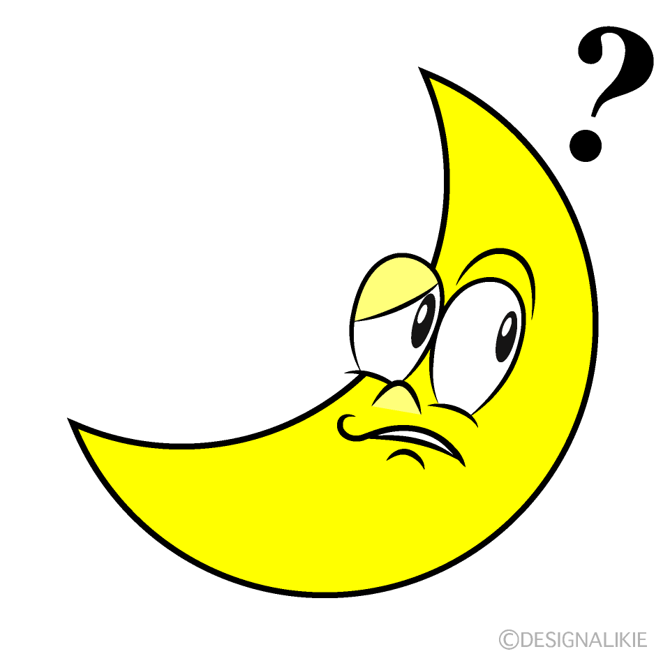 Thinking Crescent Moon Cartoon Character Image