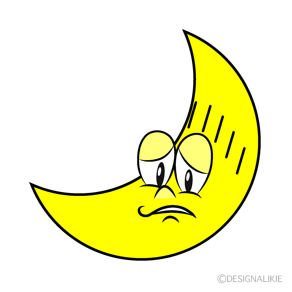 Depressed Crescent Moon Cartoon Character Image