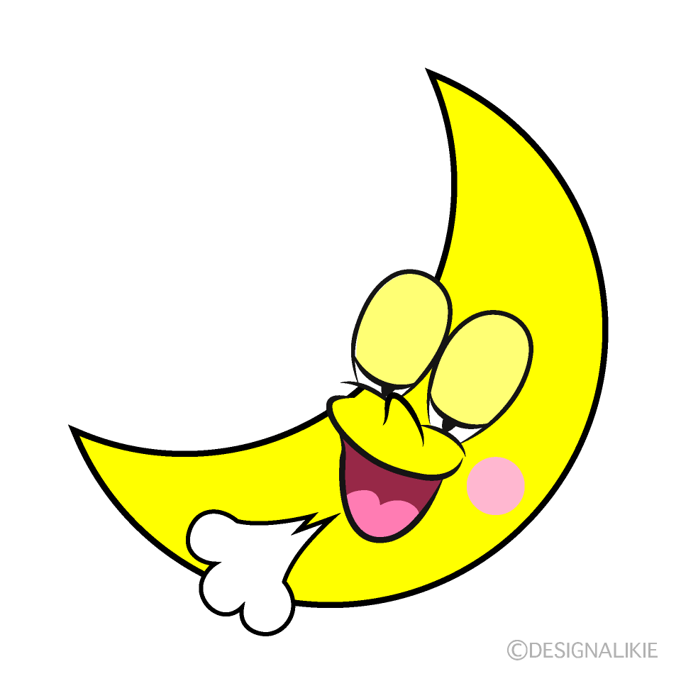 Relaxing Crescent Moon Cartoon Character Image