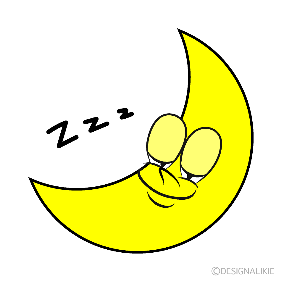 Sleeping Crescent Moon Cartoon Character Image