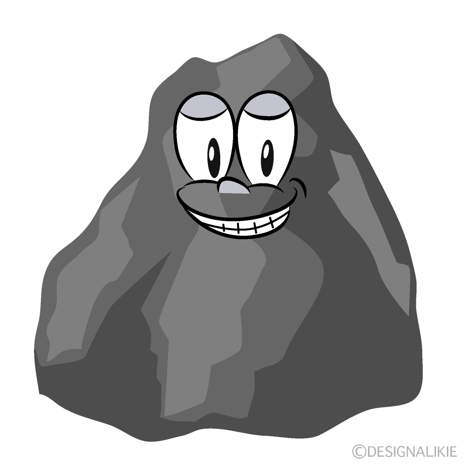 Grinning Rock Cartoon Character Image