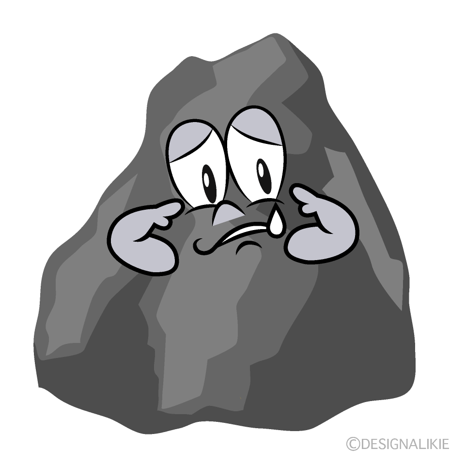 Sad Rock Cartoon Character Image