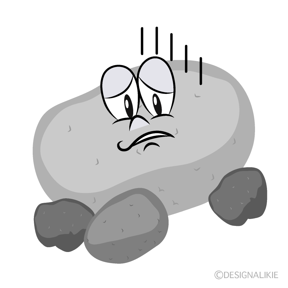 Depressed Stone Cartoon Character Image