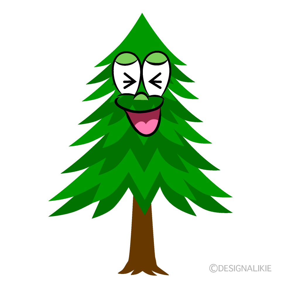 Laughing Pine Tree Cartoon Character Image