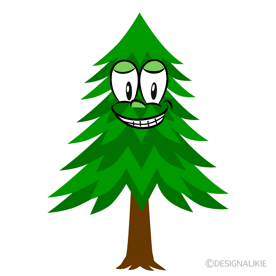 Grinning Pine Tree Cartoon Character Image