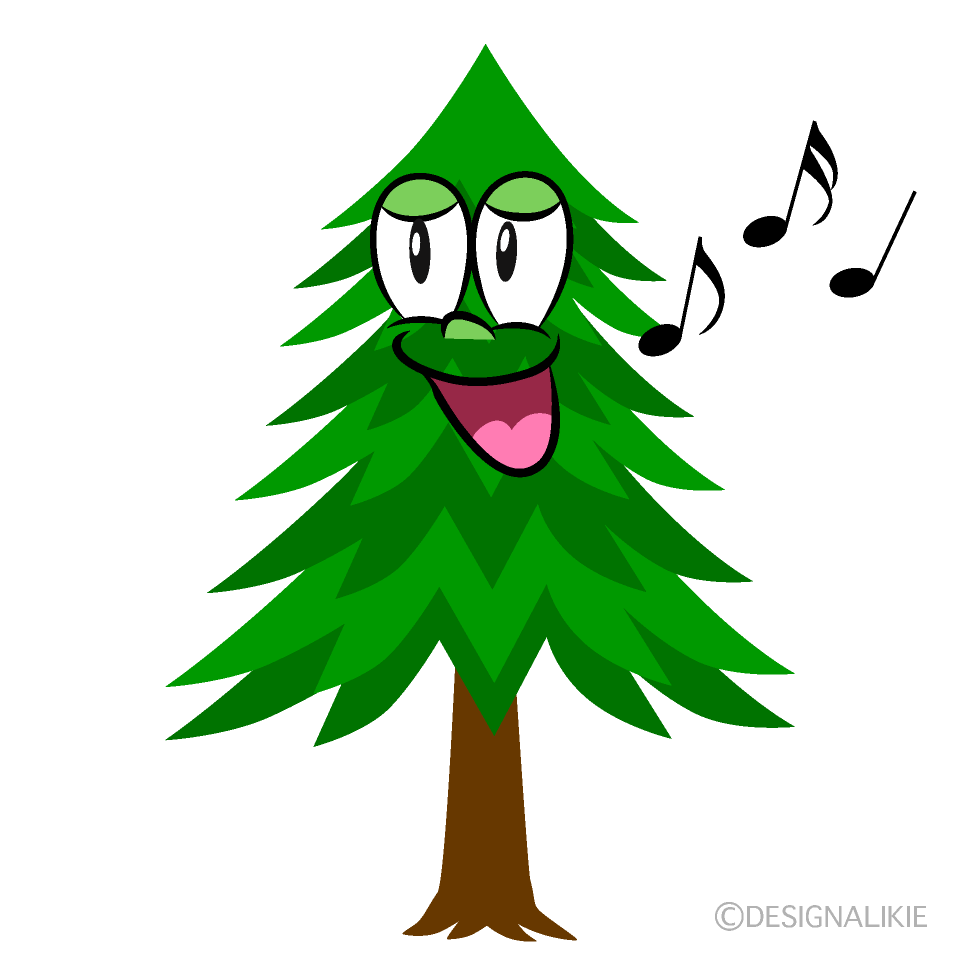 Singing Pine Tree Cartoon Character Image