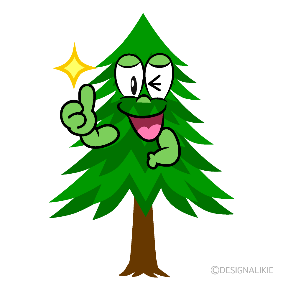 Thumbs up Pine Tree Cartoon Character Image