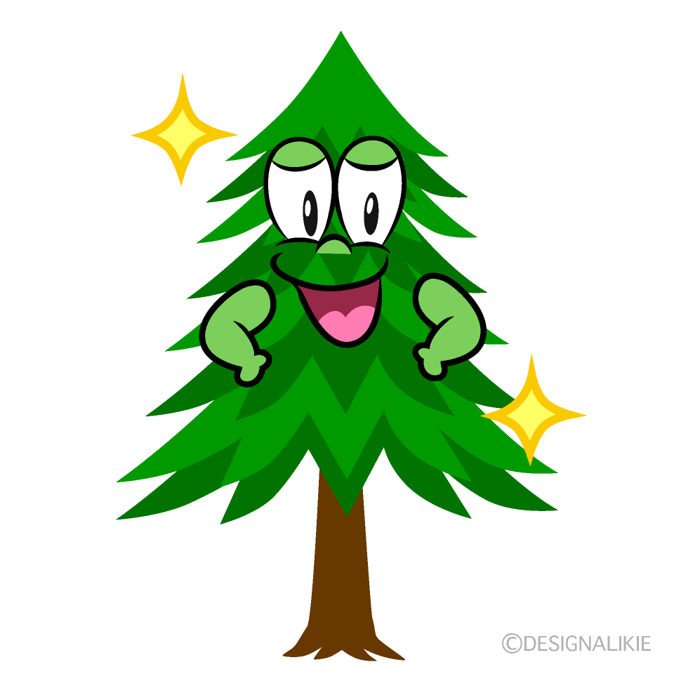 Glitter Pine Tree Cartoon Character Image