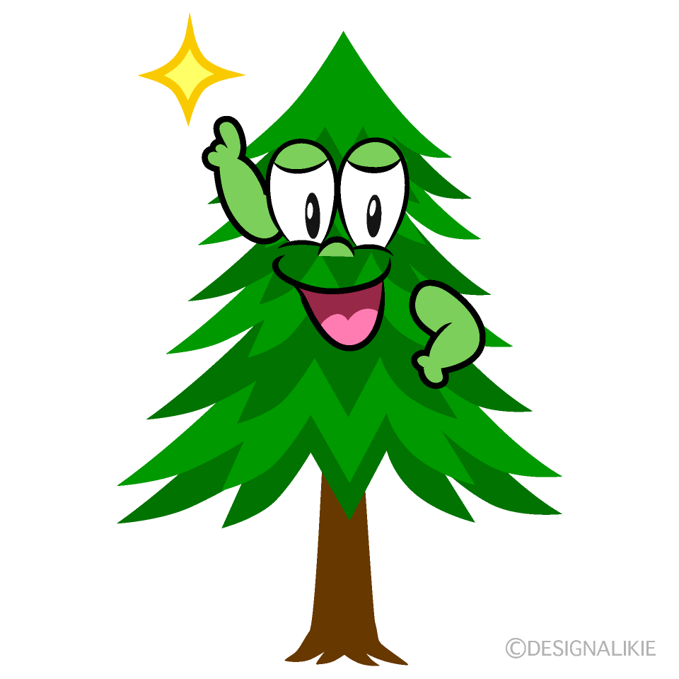 Posing Pine Tree Cartoon Character Image