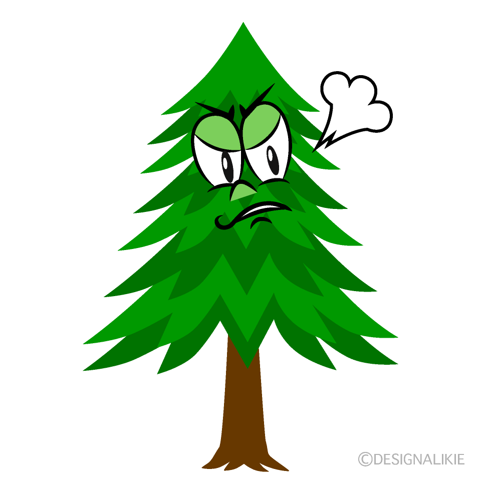 Angry Pine Tree Cartoon Character Image